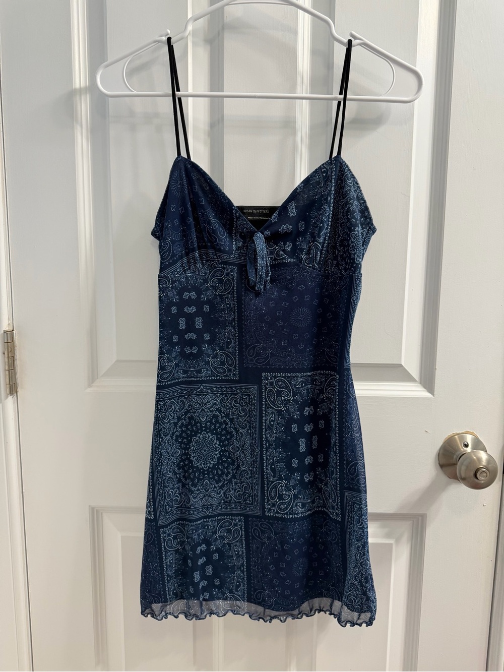 Urban Outfitters Navy Bandana-Print Slip Mini Dress